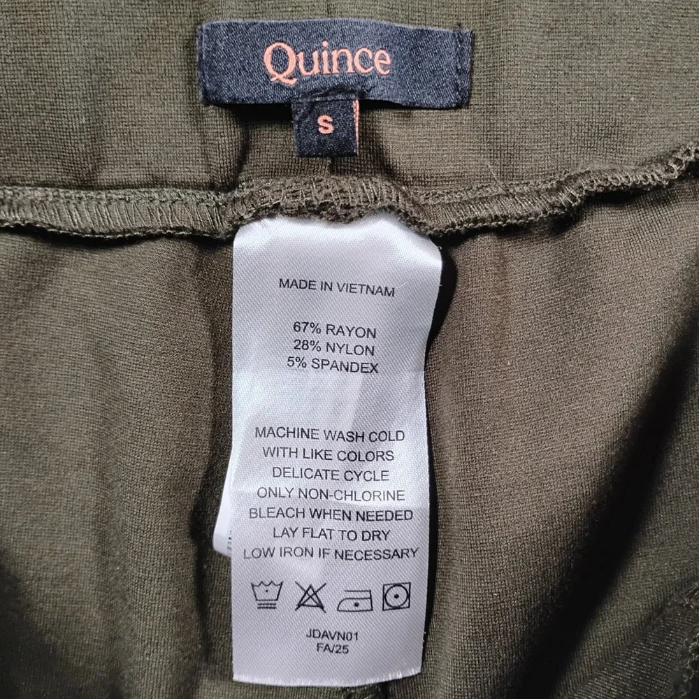 Quince Ultra-Stretch Ponte Tapered Cargo Pants Olive Green Womens Size S